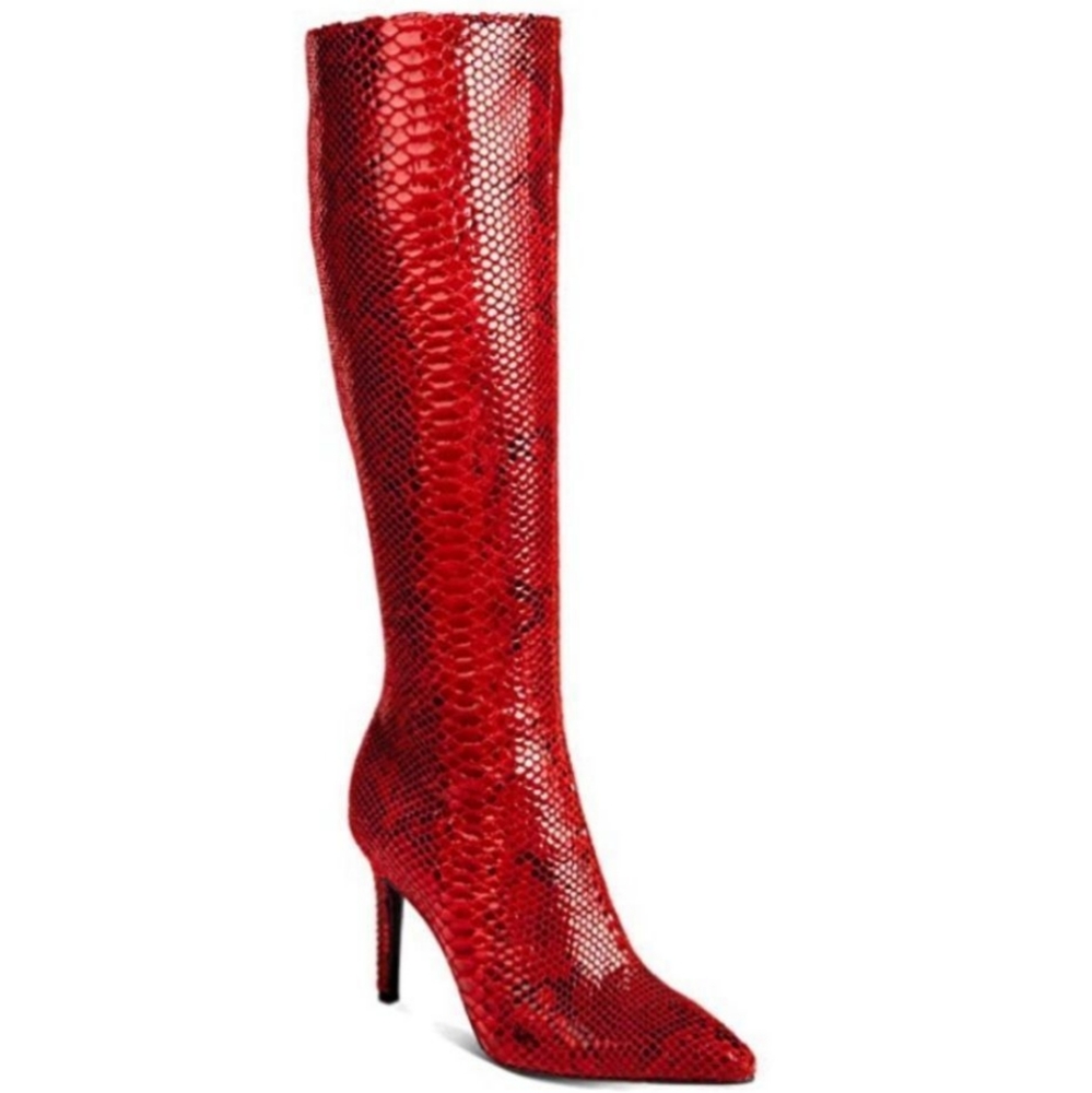 Red Snake High Knee Boots